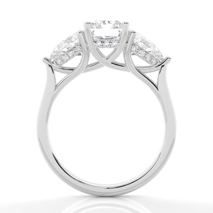 Trilogie-Verlobungsringe mit verstecktem Halo-Diamanten