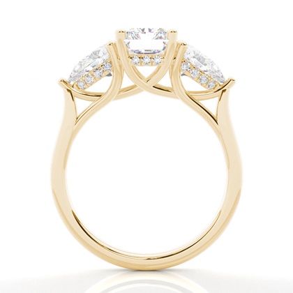 Trilogie-Verlobungsringe mit verstecktem Halo-Diamanten