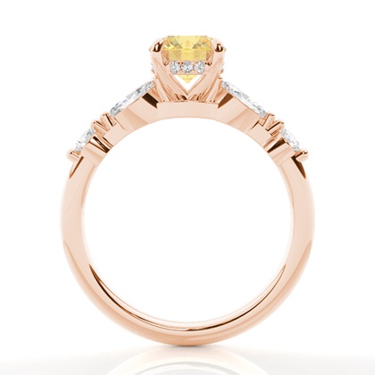 Versteckter Halo Verlobungsring mit gelbem Diamant