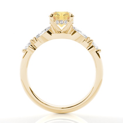 Versteckter Halo Verlobungsring mit gelbem Diamant