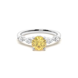 Versteckter Halo Verlobungsring mit gelbem Diamant
