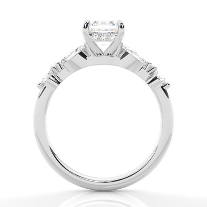 Asscher Platinum Side Stone Diamond Rings