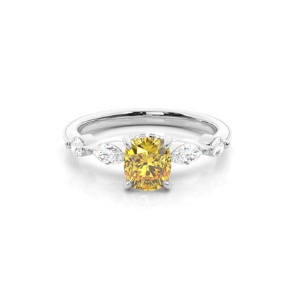 Cushion Yellow Diamond Engagement Rings