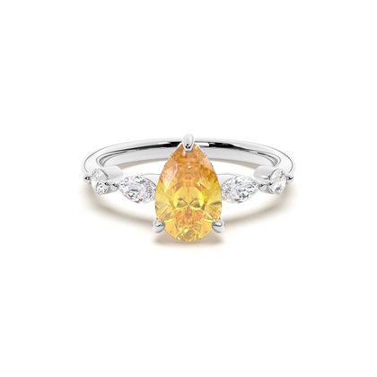 Pear Yellow Diamond Engagement Rings