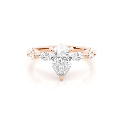 Pear Rose Gold Side Stone Diamond Rings