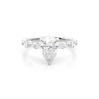 Pear Side Stone Diamond Rings