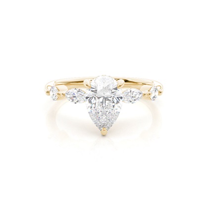 Pear Yellow Gold Side Stone Diamond Rings