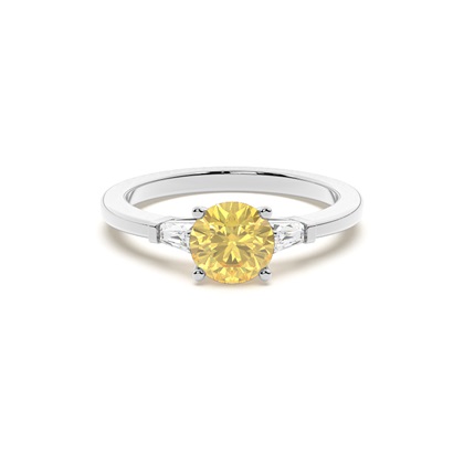 Silver Yellow Diamond Engagement Rings