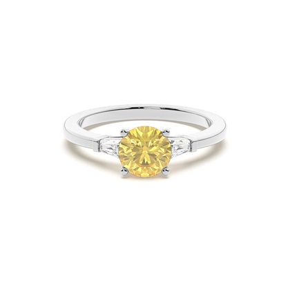 Tweekleurige trilogie gele diamanten verlovingsring