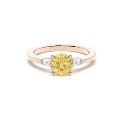 Two tone Trilogy Yellow Diamond Engagement Ring