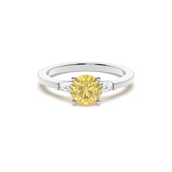 Two tone Trilogy Yellow Diamond Engagement Ring