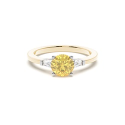 Two tone Trilogy Yellow Diamond Engagement Ring