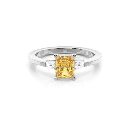 Tweekleurige trilogie gele diamanten verlovingsring