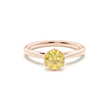 Floral Shank Yellow Diamond Engagement Ring