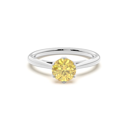 Floral Shank Yellow Diamond Engagement Ring
