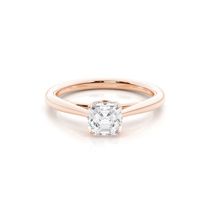 Asscher Rose Gold Solitaire Diamond Rings
