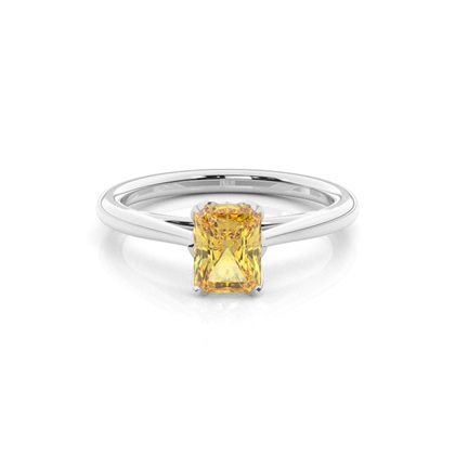 Floral Shank Yellow Diamond Engagement Ring