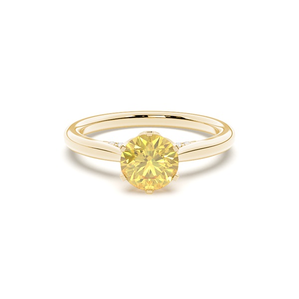 Floral Shank Yellow Diamond Engagement Ring