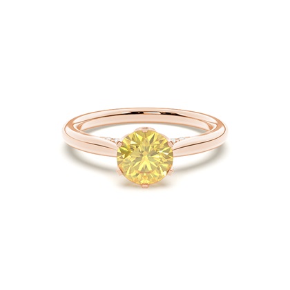 Floral Shank Yellow Diamond Engagement Ring