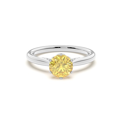 Floral Shank Yellow Diamond Engagement Ring