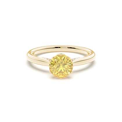 Floral Shank Yellow Diamond Engagement Ring