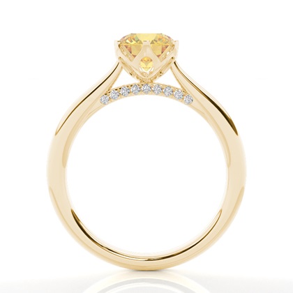 Floral Shank Yellow Diamond Engagement Ring