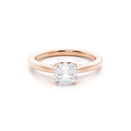 Asscher Rose Gold Solitaire Diamond Rings