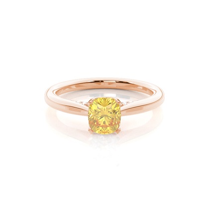 Floral Shank Yellow Diamond Engagement Ring