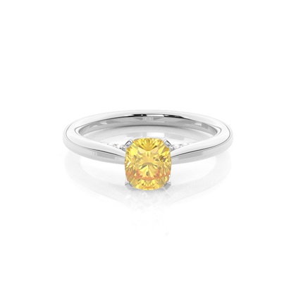 Floral Shank Yellow Diamond Engagement Ring