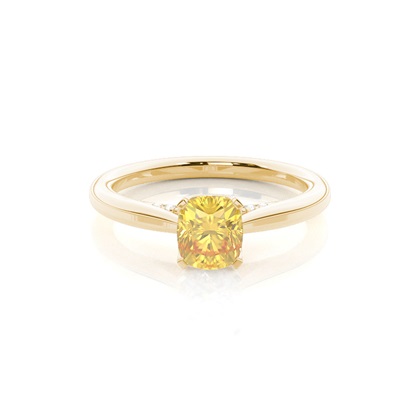 Floral Shank Yellow Diamond Engagement Ring