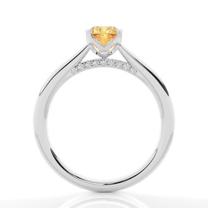 Floral Shank Yellow Diamond Engagement Ring