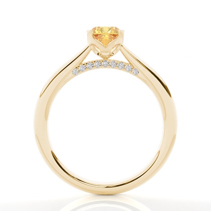 Floral Shank Yellow Diamond Engagement Ring