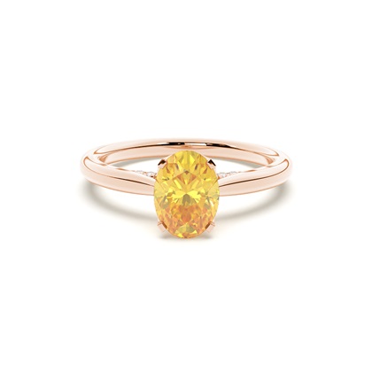 Floral Shank Yellow Diamond Engagement Ring