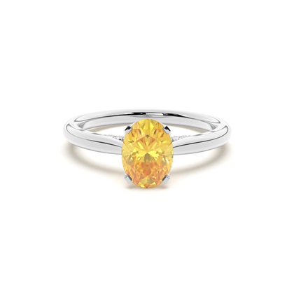 Floral Shank Yellow Diamond Engagement Ring