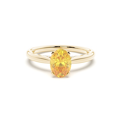 Floral Shank Yellow Diamond Engagement Ring