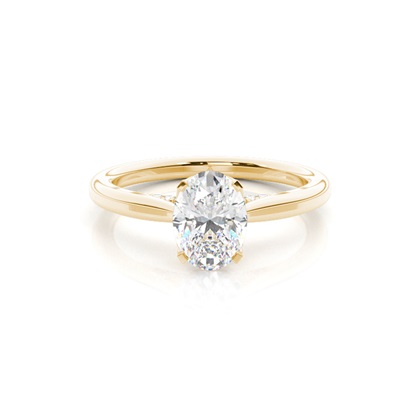 Oval Yellow Gold Solitaire Diamond Rings