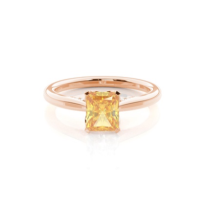 Floral Shank Yellow Diamond Engagement Ring