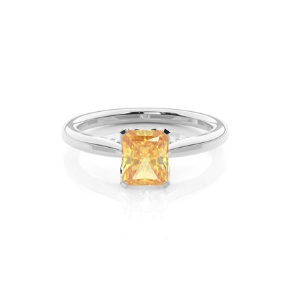 Floral Shank Yellow Diamond Engagement Ring