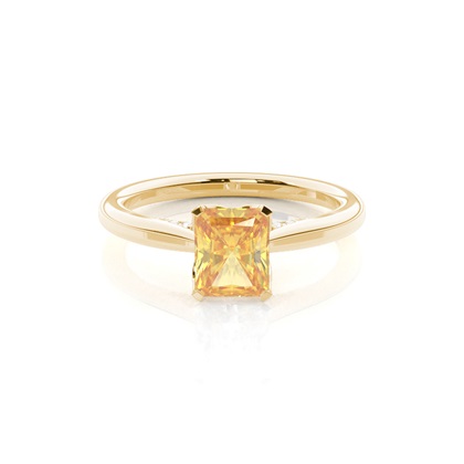 Floral Shank Yellow Diamond Engagement Ring