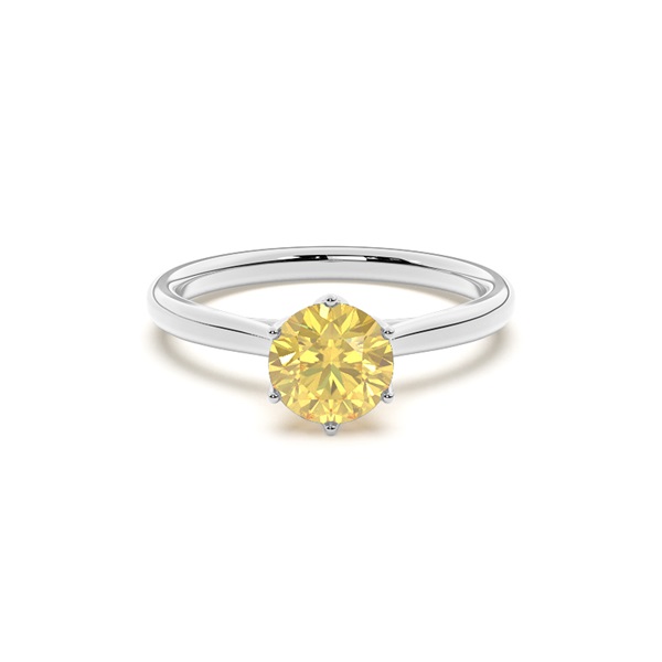 Floral Shank Yellow Diamond Engagement Ring