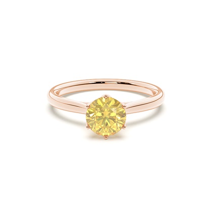 Floral Shank Yellow Diamond Engagement Ring