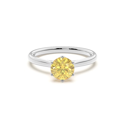 Floral Shank Yellow Diamond Engagement Ring