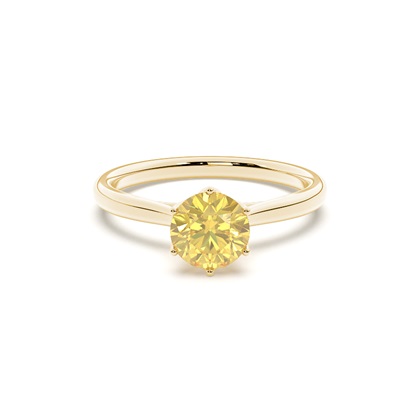 Floral Shank Yellow Diamond Engagement Ring