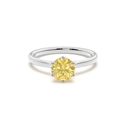 Floral Shank Yellow Diamond Engagement Ring