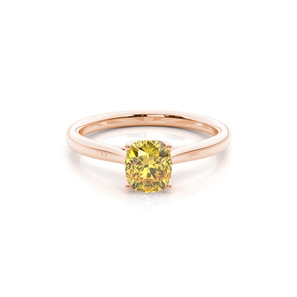 Floral Shank Yellow Diamond Engagement Ring