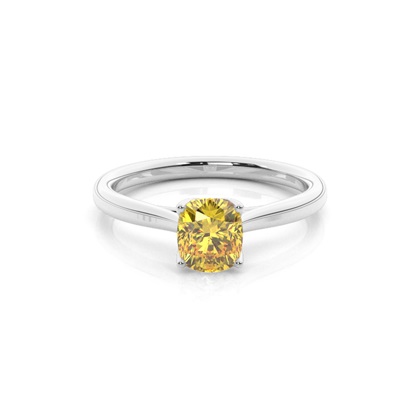 Floral Shank Yellow Diamond Engagement Ring