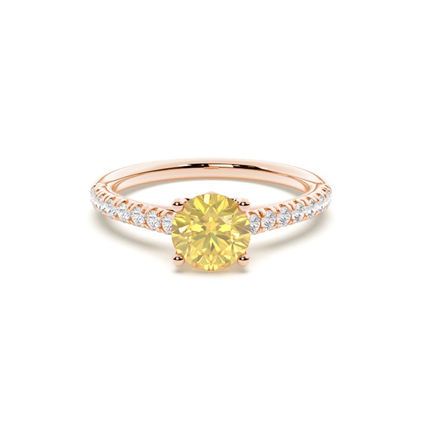Floral Shank Yellow Diamond Engagement Ring