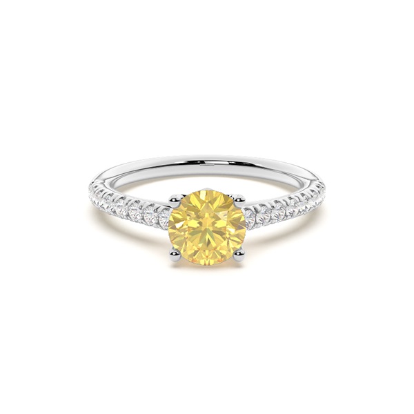 Floral Shank Yellow Diamond Engagement Ring
