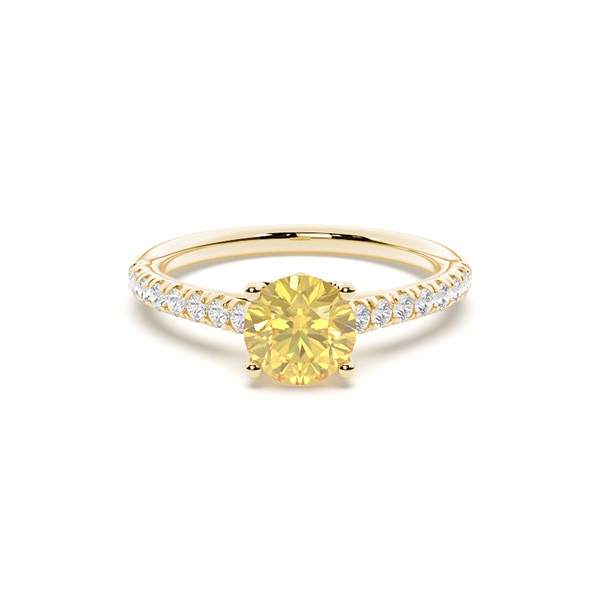 Floral Shank Yellow Diamond Engagement Ring