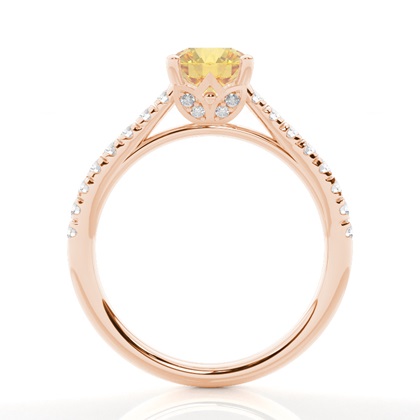 Floral Shank Yellow Diamond Engagement Ring